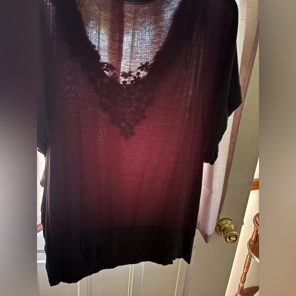 Elegant Black Sheer Women's Top Studio Works woman sz 2xl cap slv loose fitting - Picture 1 of 5